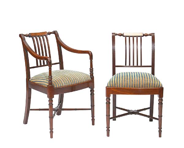 Appraisal: A set of eight George III mahogany dining chairs late