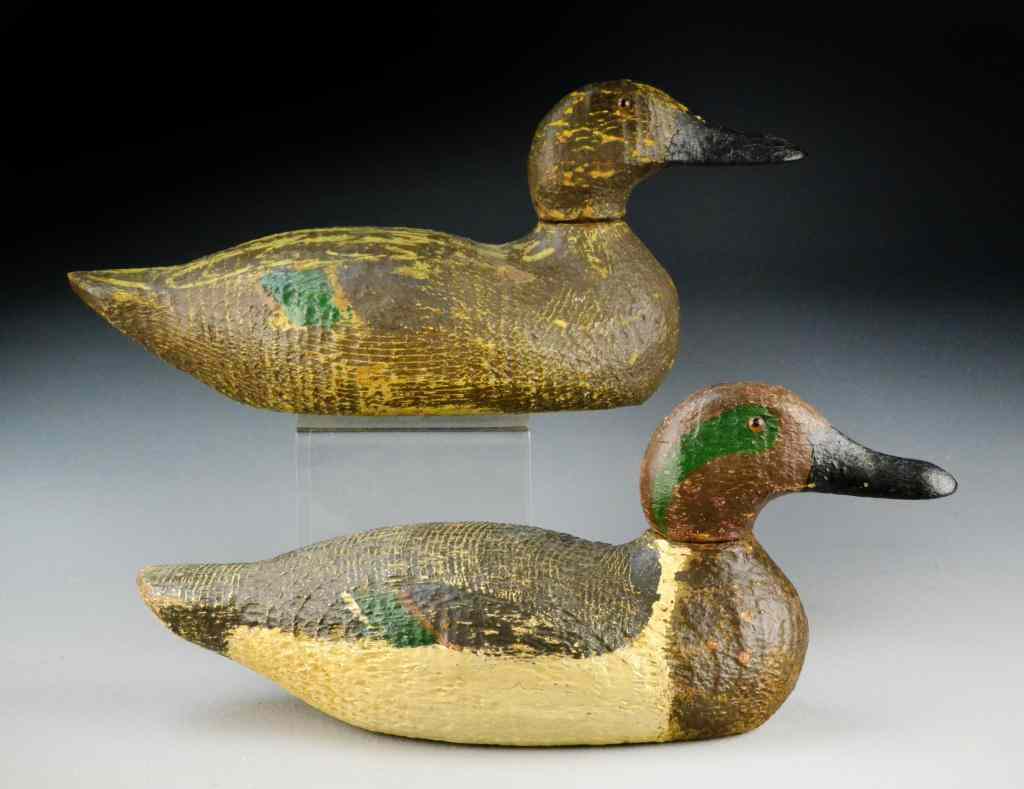 Appraisal: Gundlefinger Greenwing Teal Duck Decoys - PairDrake and hen with