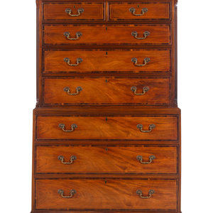 Appraisal: A George III Mahogany Chest-on-Chest Circa Height x width x