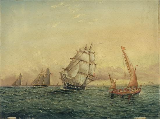 Appraisal: JAMES EDWARD BUTTERSWORTH American - Nearing the Harbor oil on