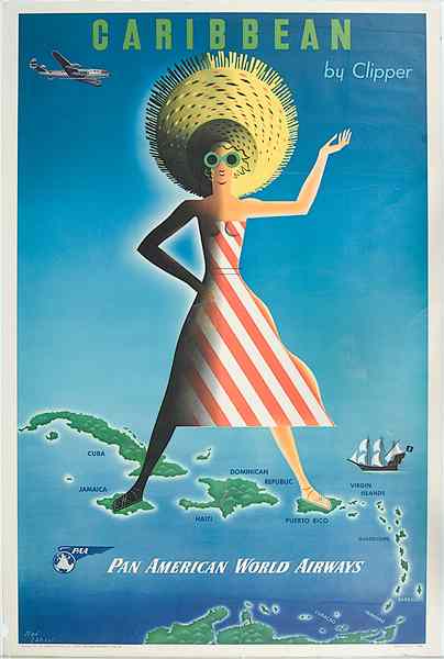 Appraisal: Aviation Caribbean and Mexico Pan American Airways Travel Posters Lot