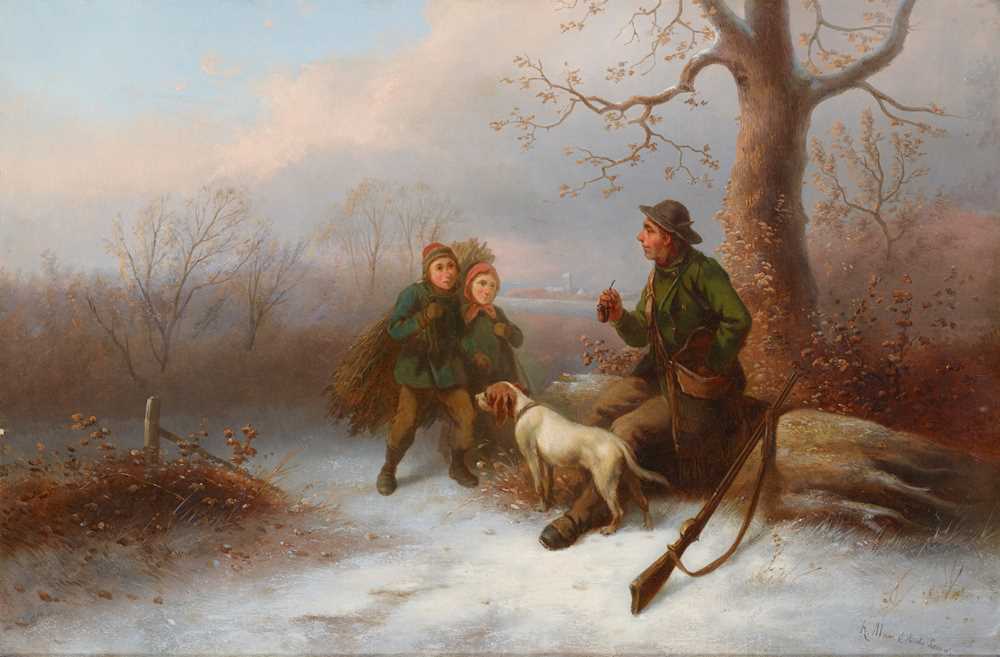 Appraisal: ALEXIS DE LEEUW BELGIAN - GATHERING FIREWOOD IN THE SNOW