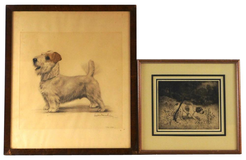 Appraisal: Two etchings Leon Danchin France - Scottie soft green etching