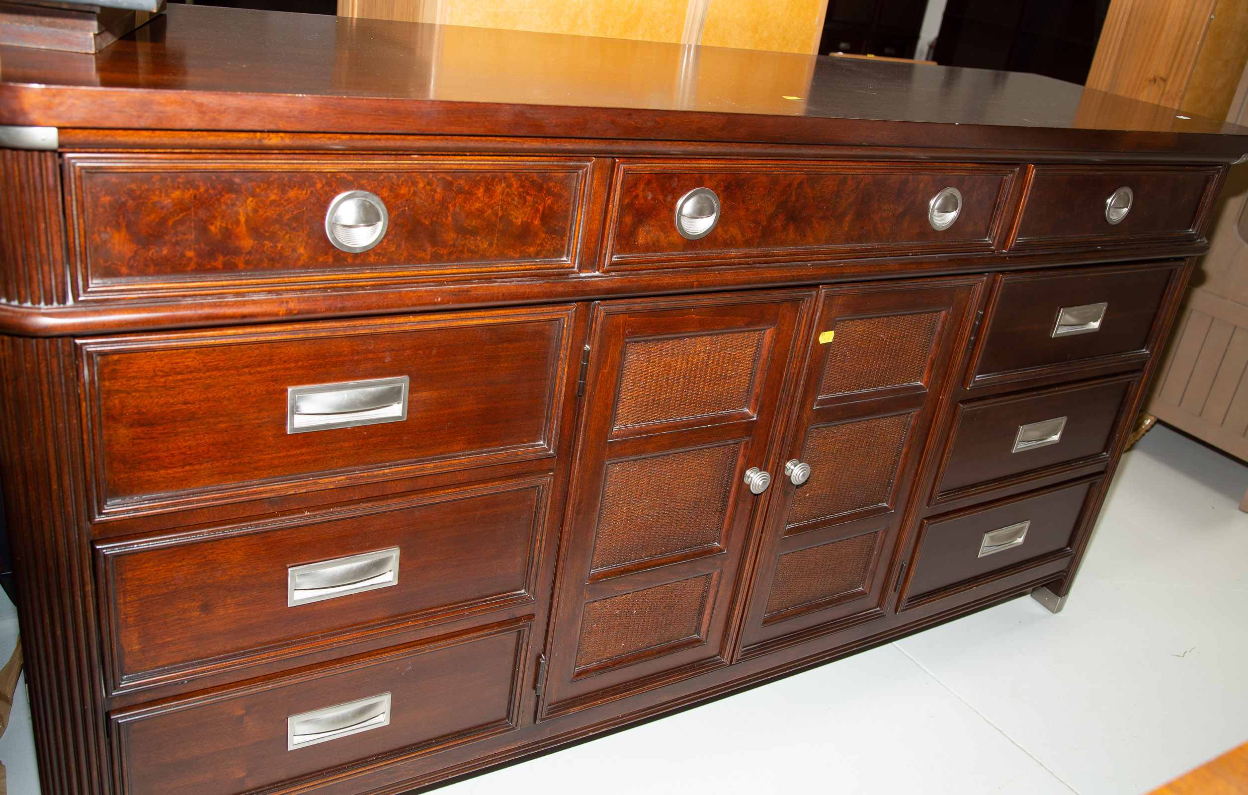 Appraisal: A CONTEMPORARY STYLE NAUTICA MAHOGANY LINEN CHEST Modern in H