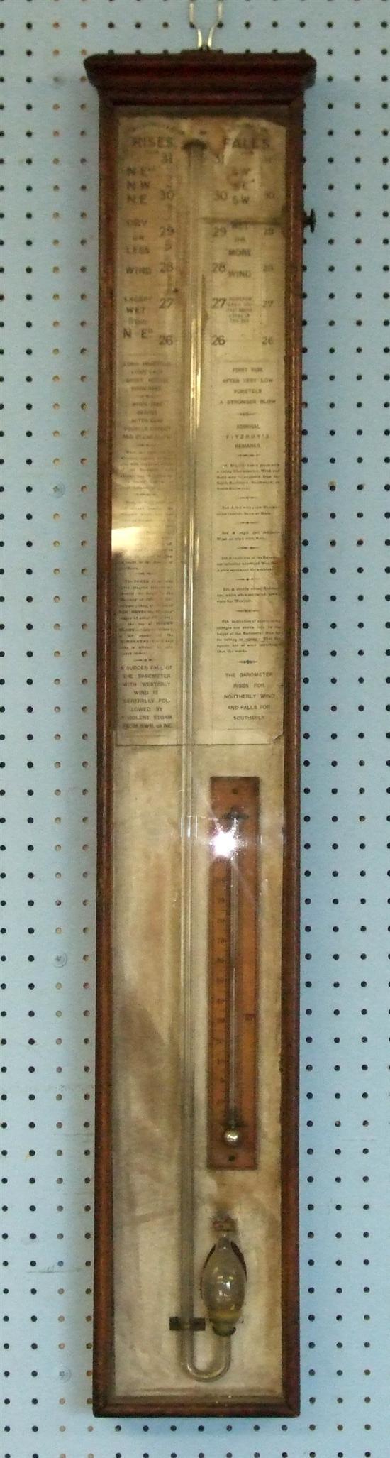 Appraisal: Admiral Fitzroy barometer in mahogany case central mercury tube beside