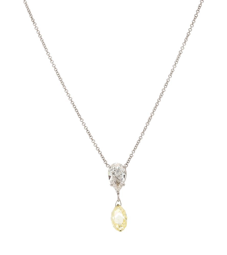 Appraisal: DIAMOND AND FANCY YELLOW DIAMOND NECKLACE DIAMOND AND FANCY YELLOW