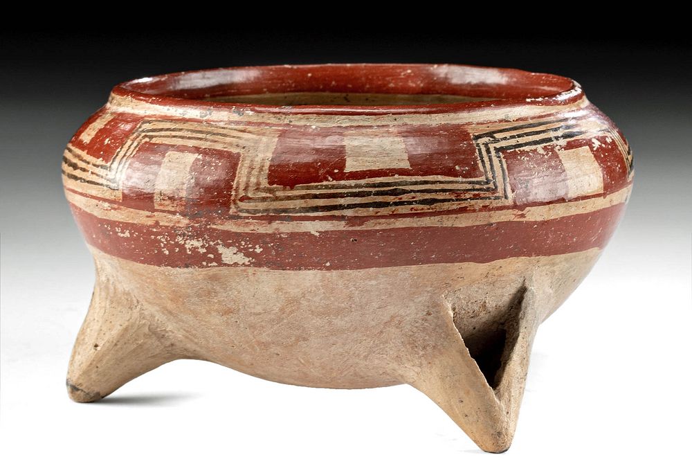 Appraisal: Chupicuaro Polychrome Tripod Bowl w Painted Motif Pre-Columbian West Mexico