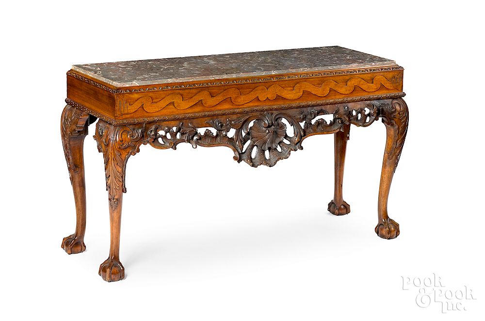 Appraisal: Pair of George III style mahogany slab tables Exclusive on