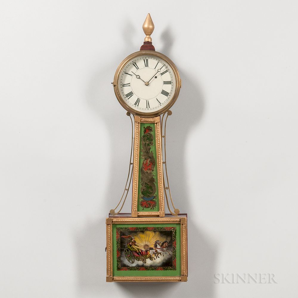 Appraisal: New England Mahogany Patent Timepiece or Banjo Clock New England