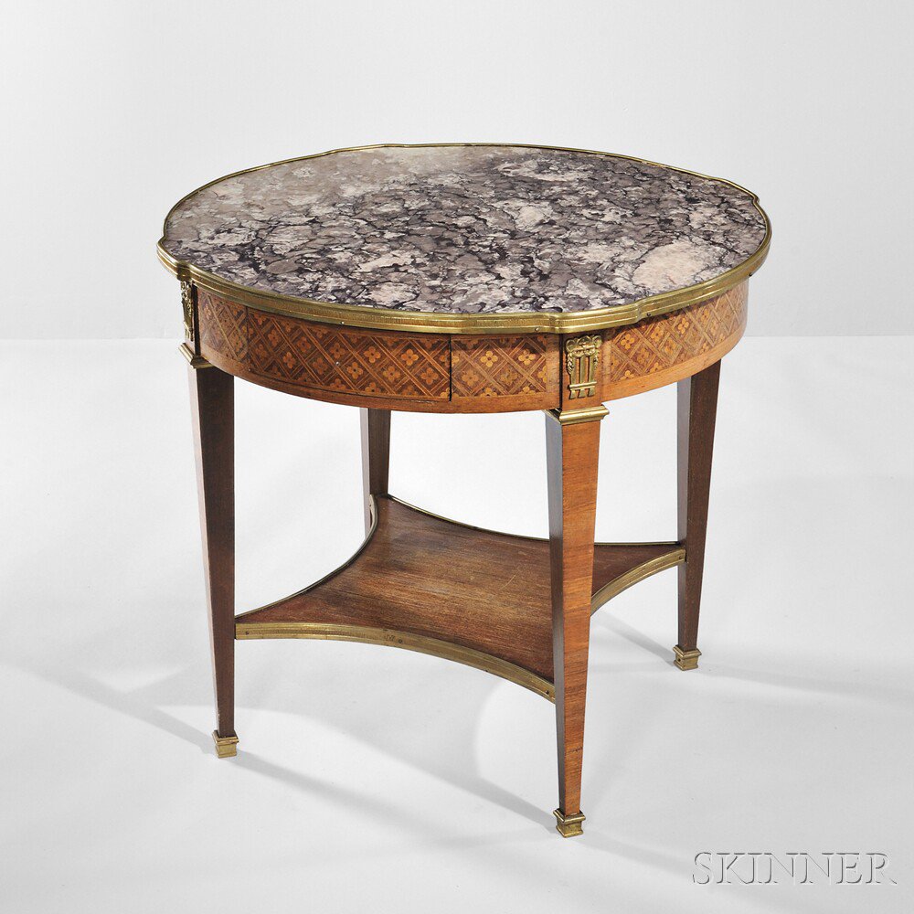 Appraisal: Napoleon III Marble-top Table Occasional Table late th century guilloche