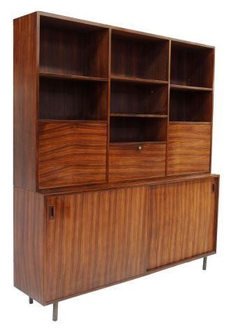 Appraisal: Italian mid-century modern rosewood bookcase cabinet c s open adjustable