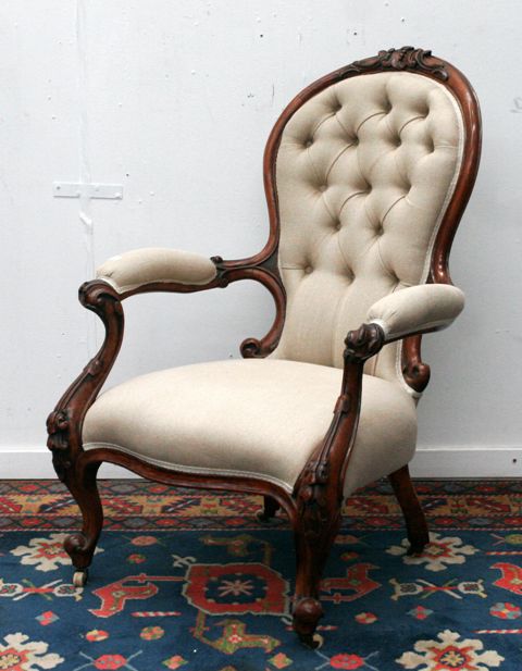 Appraisal: An early Victorian walnut Grandfather chair circa s