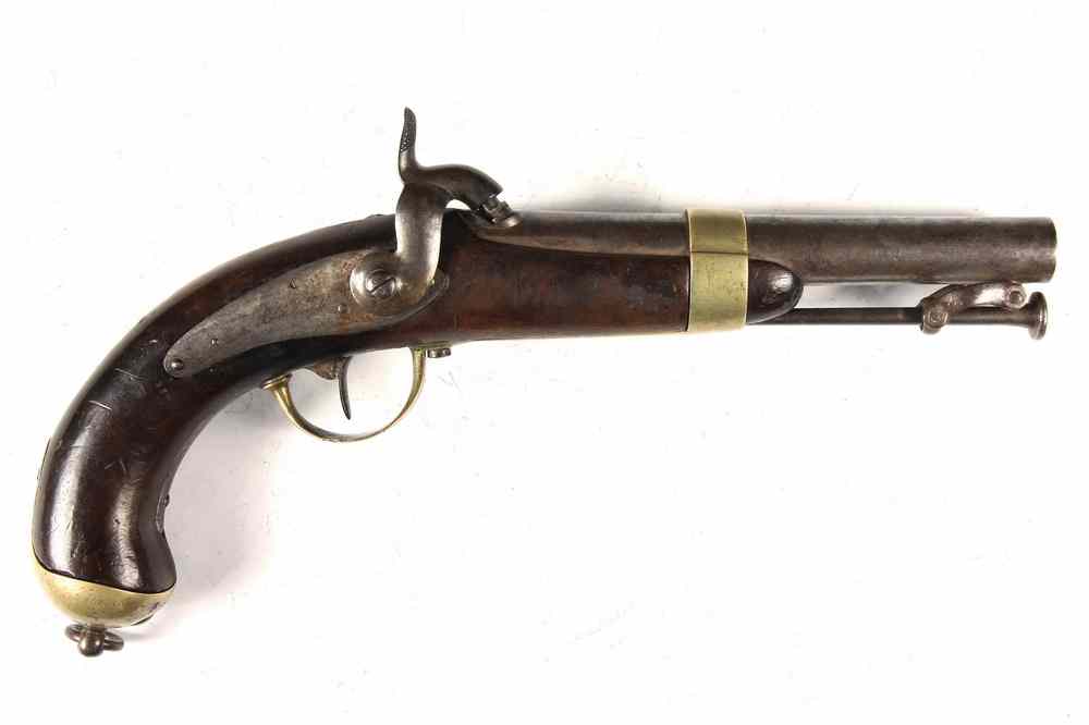 Appraisal: BOARDING PISTOL - Diminutive French Naval boarding pistol maple stock