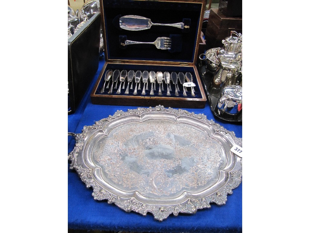 Appraisal: Lot comprising cased fish cutlery set and a double handled