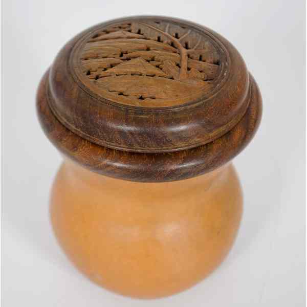 Appraisal: Carved Gourd Cricket Box th century A hollowed gourd with