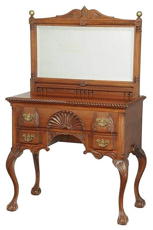 Appraisal: Chippendale Style Dressing Table with Mirror early th century carved