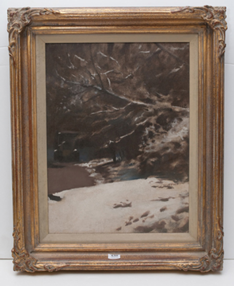 Appraisal: PERCY LEASON - Snow on Trees Oil on board x