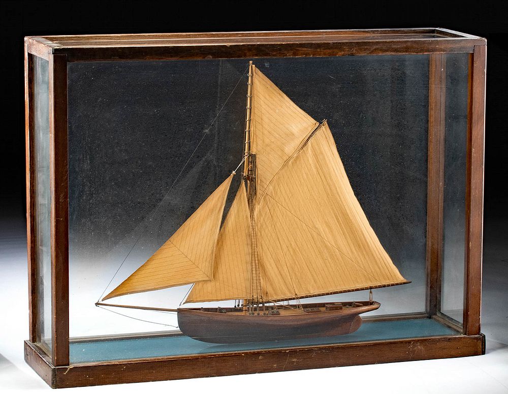 Appraisal: Antique American Model Ship in Glass Case North America United