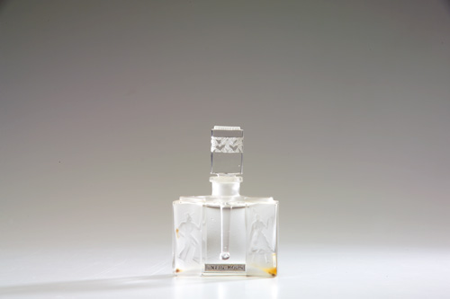 Appraisal: HOFFMAN Perfume bottle with Spanish dancers in clear and frosted