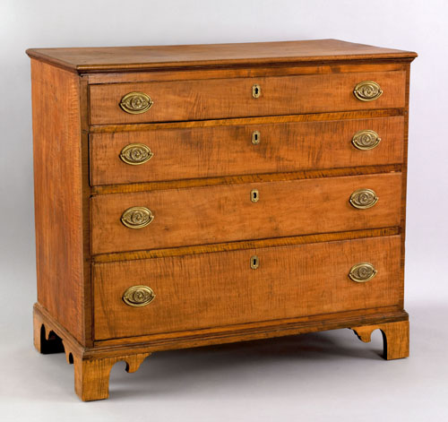 Appraisal: Chippendale tiger maple chest of drawers late th c with