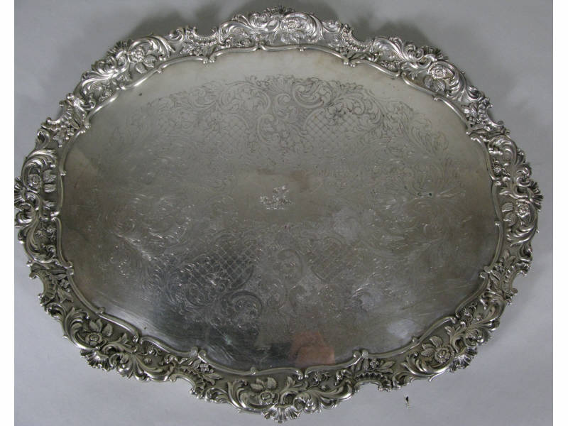 Appraisal: Silverplate Tray English AB S Made in Great Britian oval