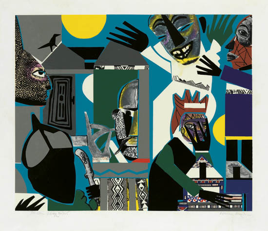 Appraisal: ROMARE BEARDEN - Sorcerer's Village Sorcerer Color screenprint x mm