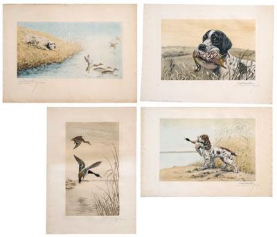 Appraisal: Four Leon Danchin hunting prints French - setter and young