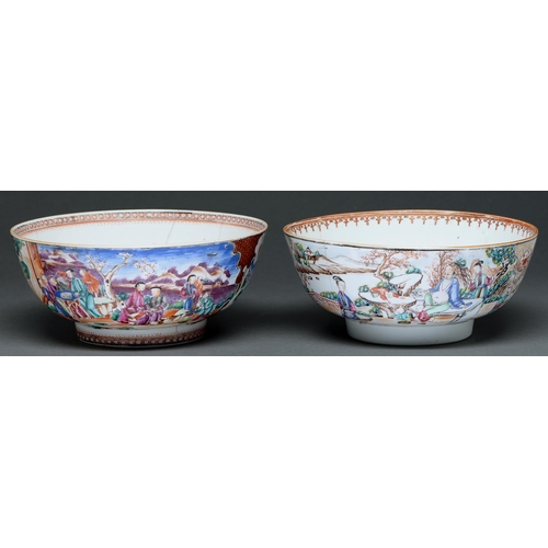 Appraisal: Two Chinese export porcelain punch bowls late th c richly