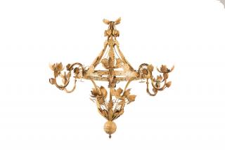 Appraisal: A PATINATED METAL SIX th century The hanging fixture having