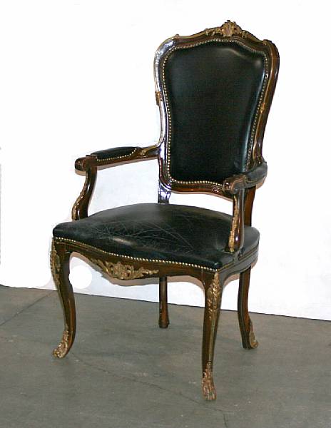 Appraisal: A Louis XV gilt metal mounted fauteuil th century height