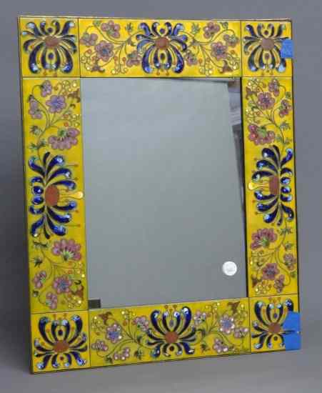 Appraisal: Decorative tile mirror '' x '' Frame slightly loose