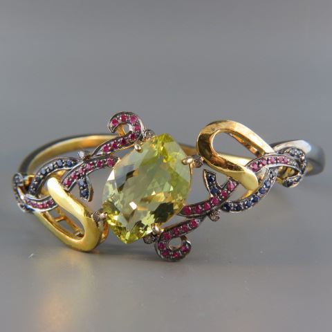 Appraisal: Lemon Citrine Ruby Sapphire Bracelet rich gems in gold silver