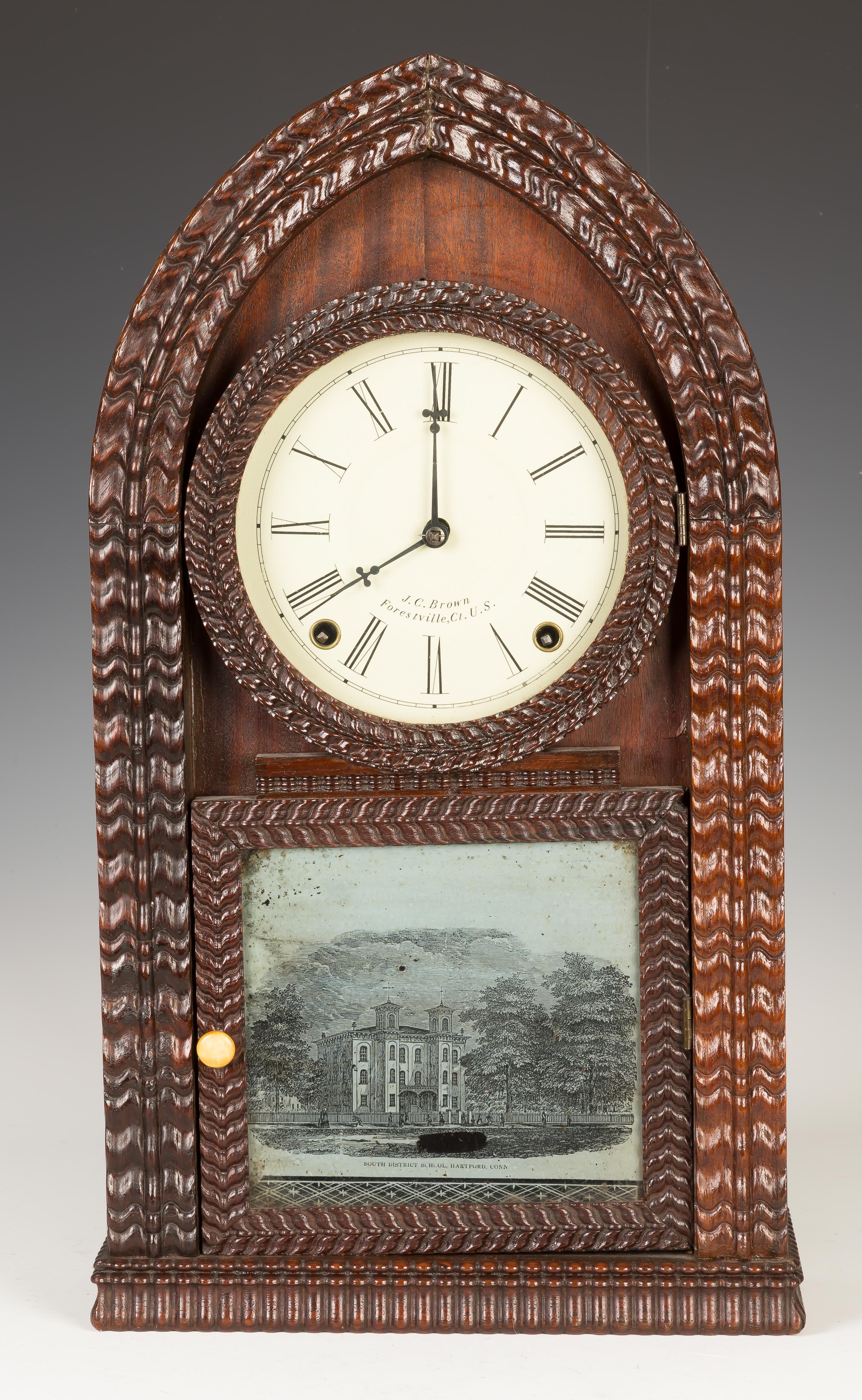 Appraisal: J C Brown Ripple Front Beehive Shelf Clock Rosewood case