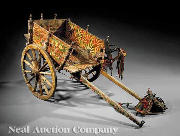 Appraisal: A Sicilian Paint-Decorated Pony Cart th c with colorful painted