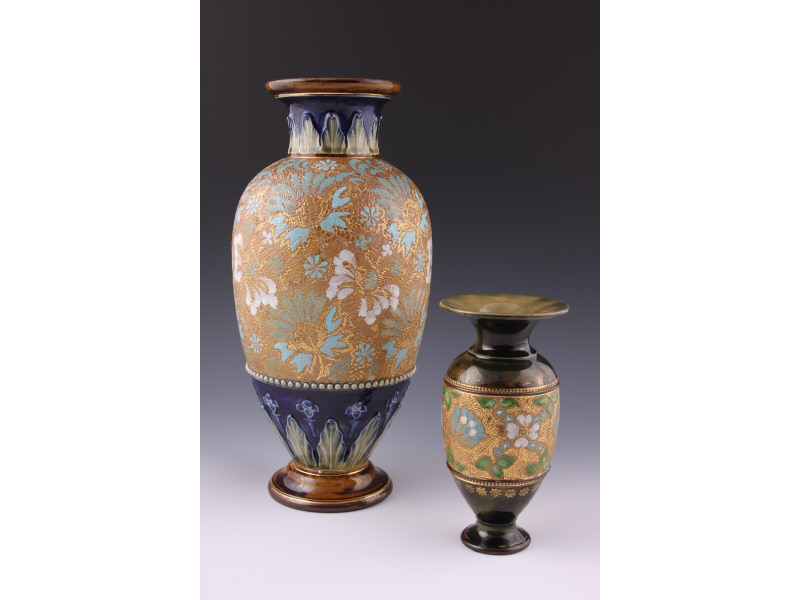 Appraisal: Two Doulton Lambeth Slaters Pattern Vases the first a tall