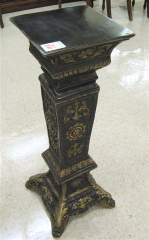 Appraisal: PATINATED BRONZE PEDESTAL of square column for with relief foliate