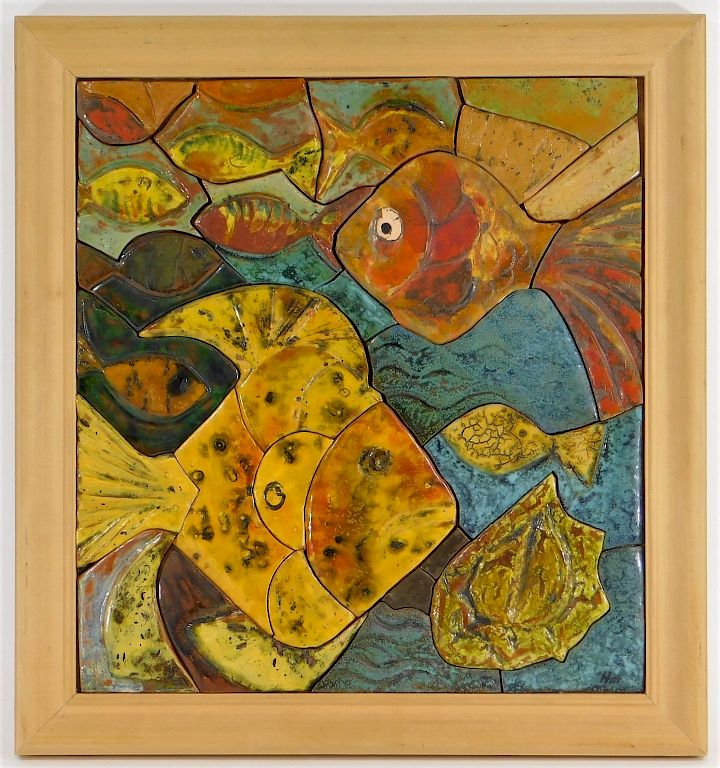 Appraisal: Russian Modernist Tropical Fish Ceramic Mosaic Russia th Century Modernist