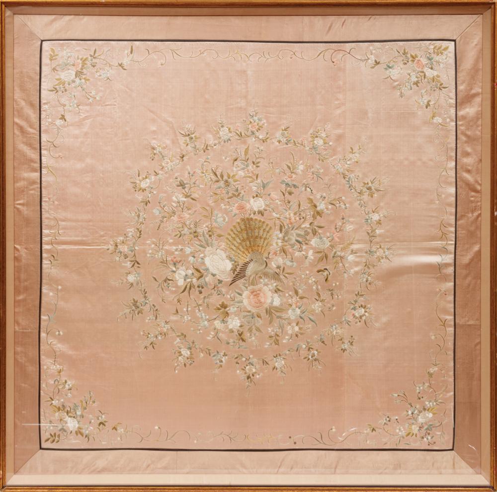 Appraisal: Chinese Embroidered Silk Panel worked in French knot and satin