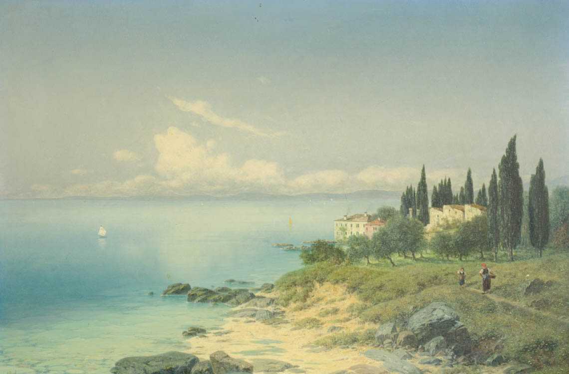 Appraisal: JOSEF SCHLOGL OIL ON PANEL Austria - Punta San Vigilio