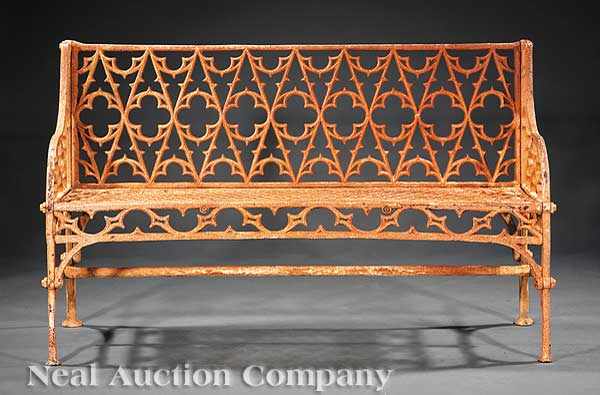 Appraisal: A Pair of Important Gothic Revival Cast Iron Benches mid-