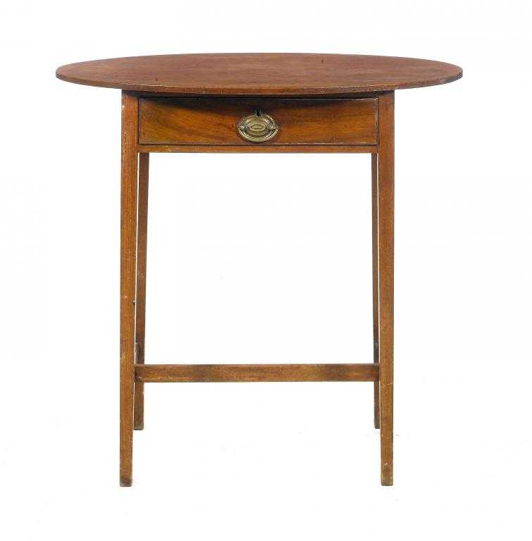 Appraisal: A GEORGE III FRUITWOOD TABLE the oval top fitted with