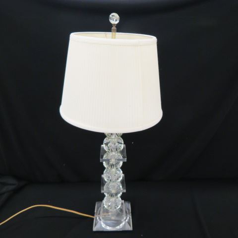 Appraisal: Cut Crystal Lamp cut ball column style body