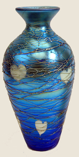 Appraisal: AMERICAN DURAND ART GLASS BLUE VASE c H The iridescent