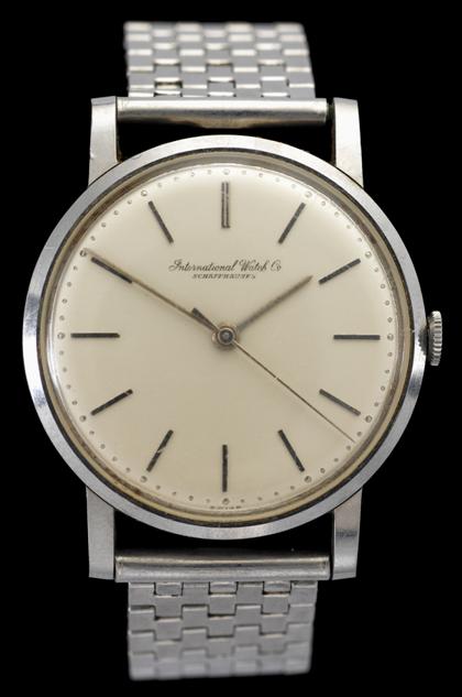 Appraisal: Gentleman's stainless steel wristwatch International Watch Co Circular case silver