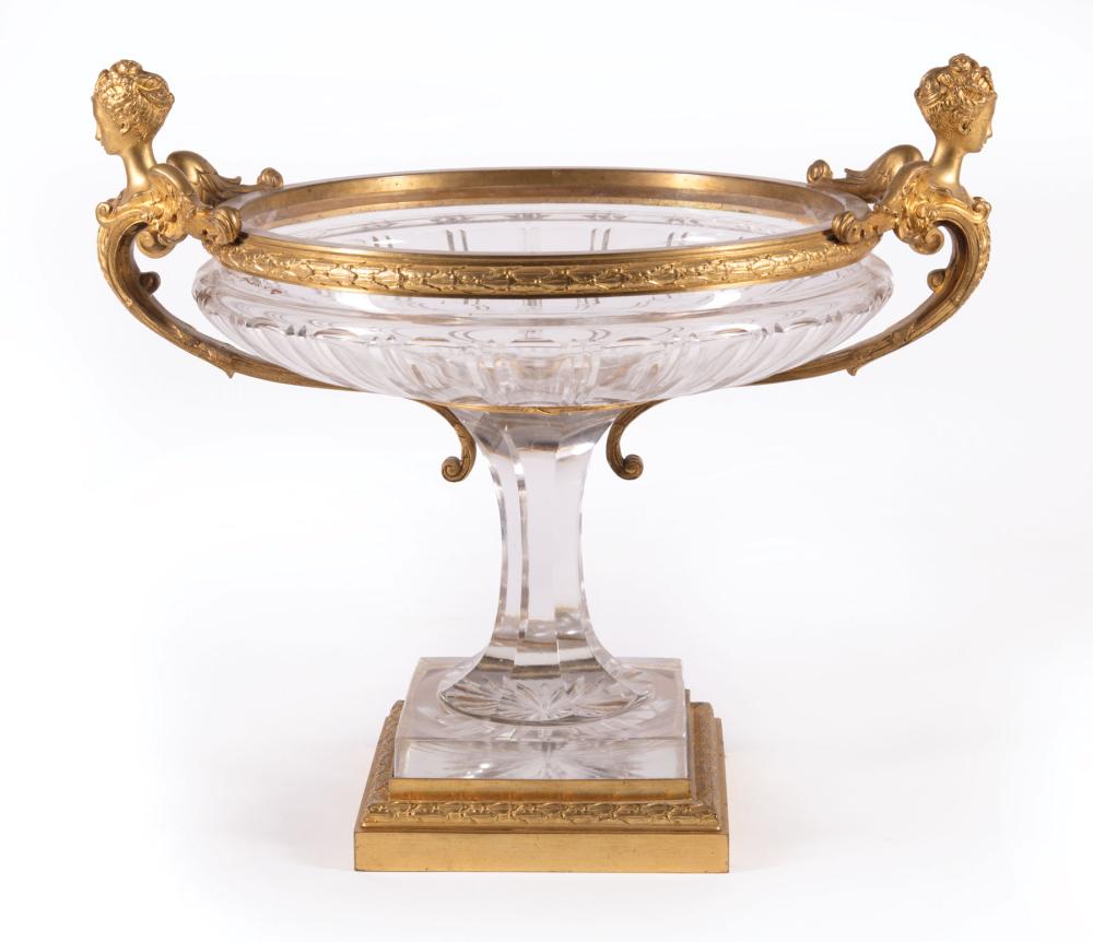 Appraisal: French Gilt Bronze-Mounted Cut Crystal Center Bowl late th c