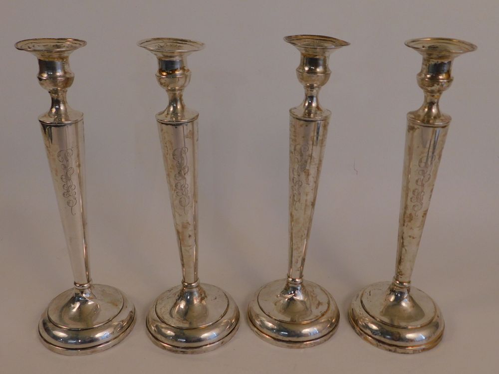 Appraisal: SET STERLING CANDLESTICKS Set of old weighted sterling silver candlestick