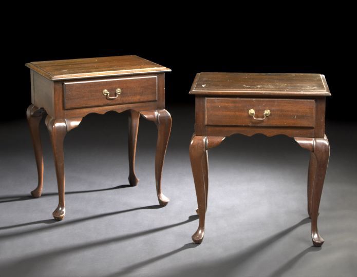 Appraisal: Pair of Queen Anne-Style Mahogany Side Tables each with a