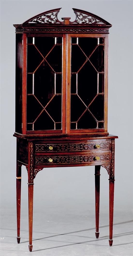 Appraisal: Chinese Chippendale style carved mahogany display cabinet late th early