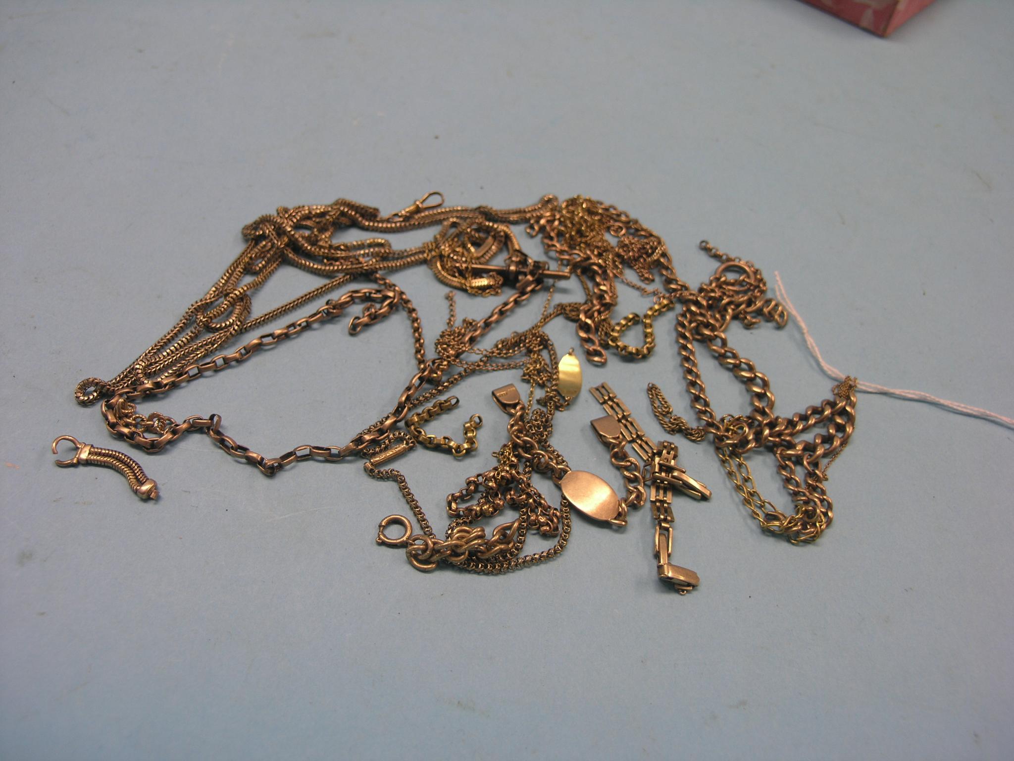 Appraisal: A ct gold solid-link chain grams ct gold name bracelet