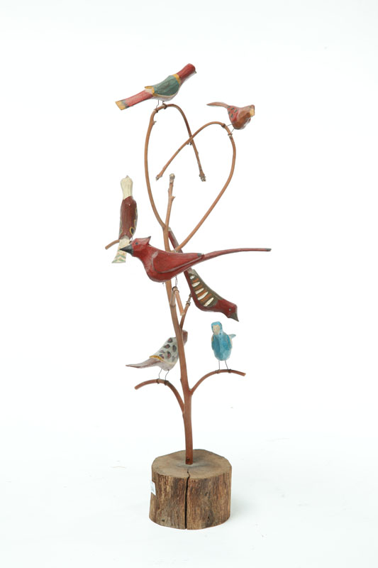 Appraisal: FOLK ART BIRD TREE American th century Initialed ''D BS